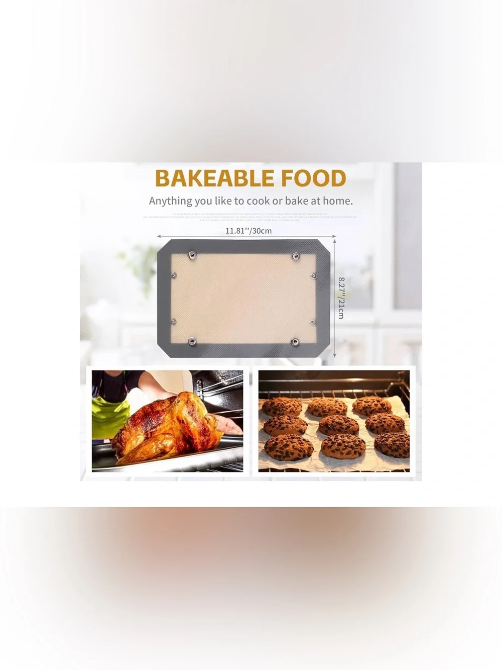 NWT 2PC Silicone Fiber Baking Mat with Buckle, No Leak & Non Stick